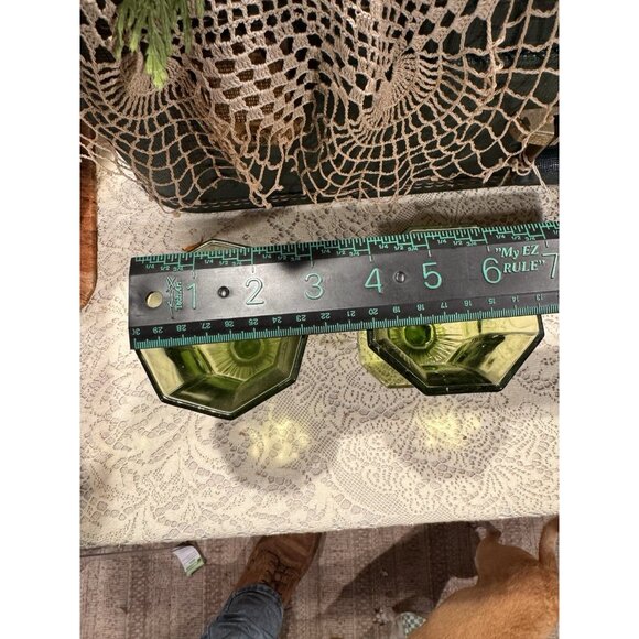 Vintage 1960s Green Octagonal Goblets (7) by Independence Small 7 oz. 4.75" T - Picture 3 of 8